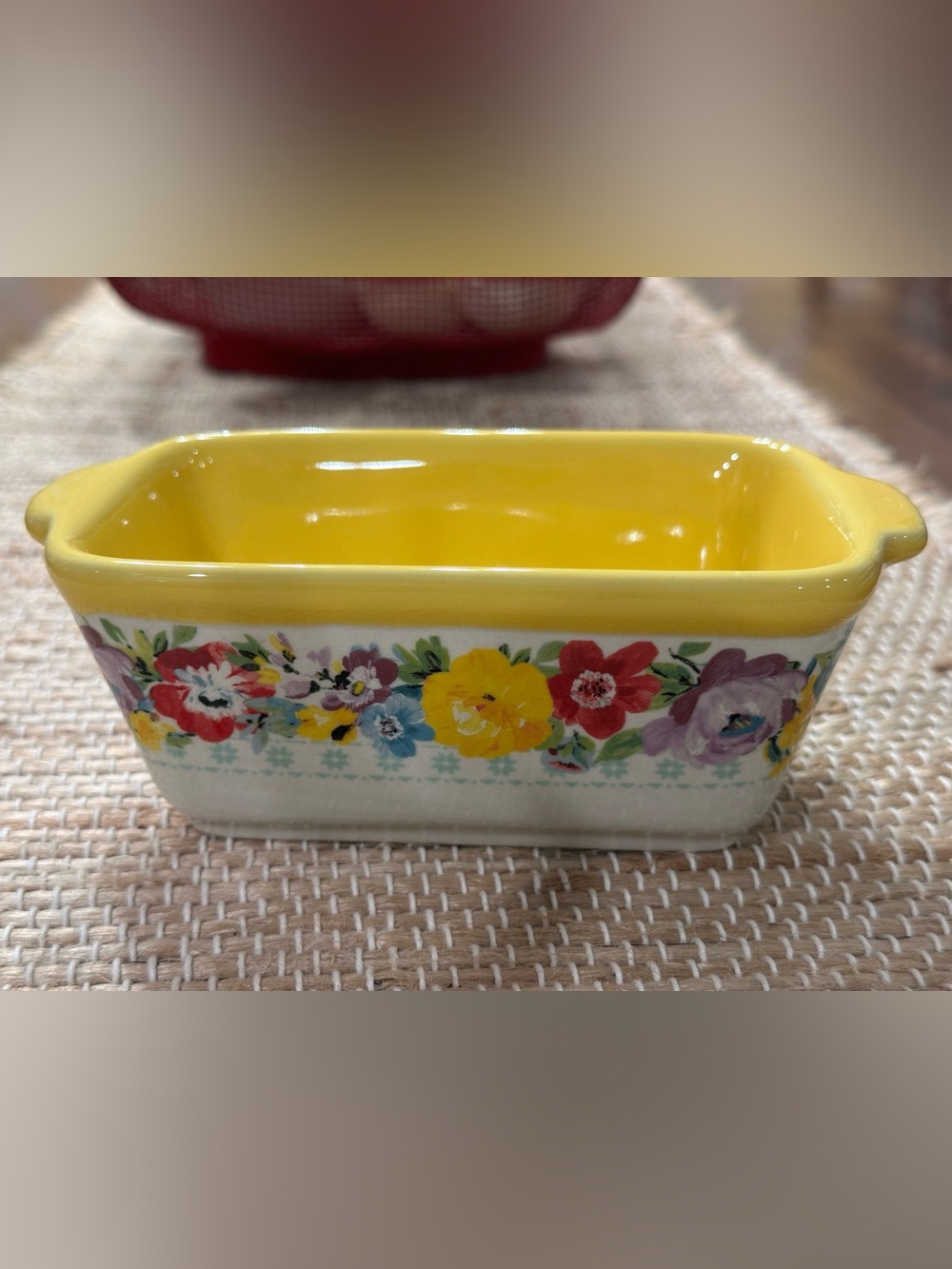 Yellow Floral Ceramic Storage Dish - Home Kitchen
